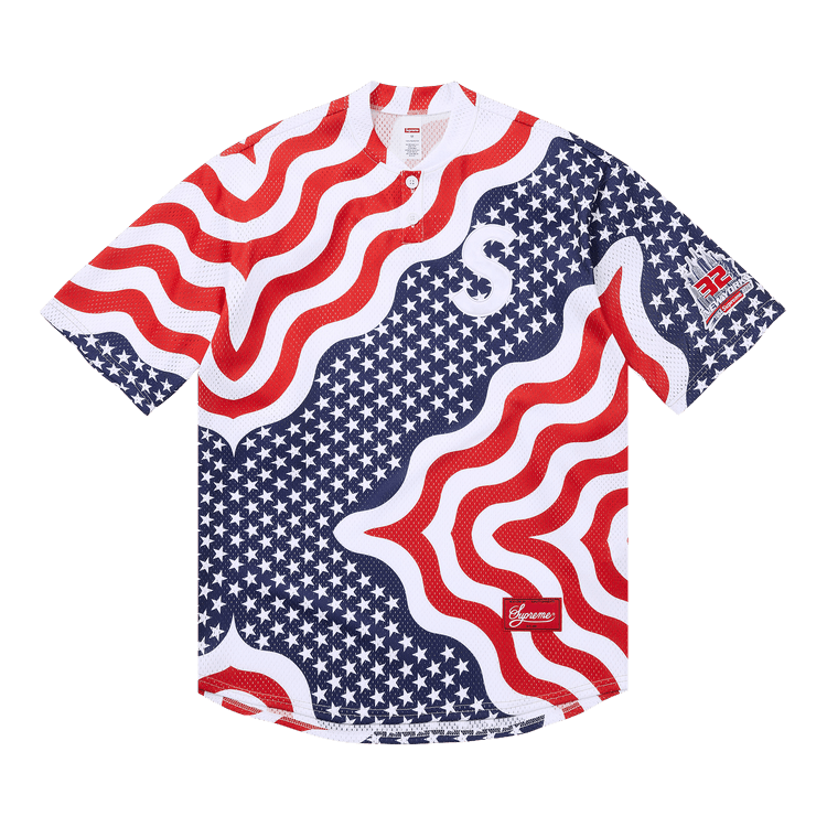 Supreme Shop S Logo Henley 'Flag New York'
