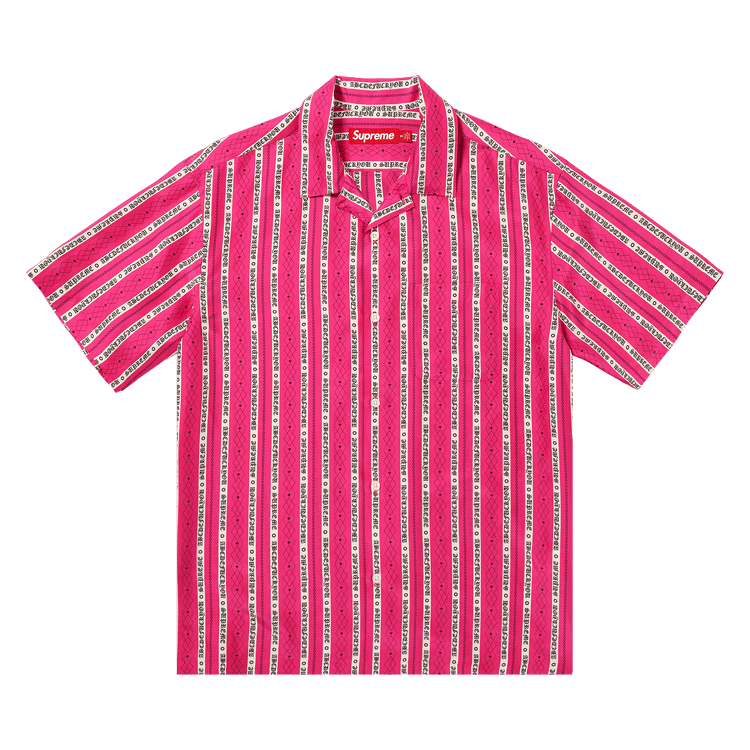 Supreme Old English Stripe Silk Short-Sleeve Shirt 'Magenta'