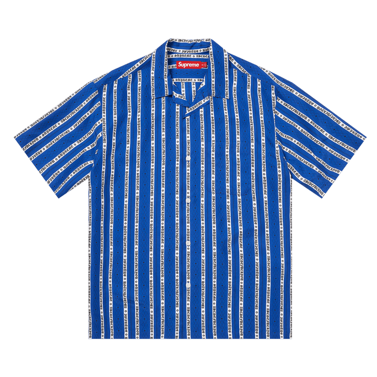 Supreme Old English Stripe Silk Short-Sleeve Shirt 'Royal'