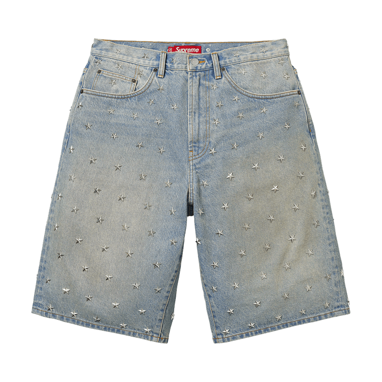 Supreme Stars Studded Baggy Denim Short 'Washed Indigo'