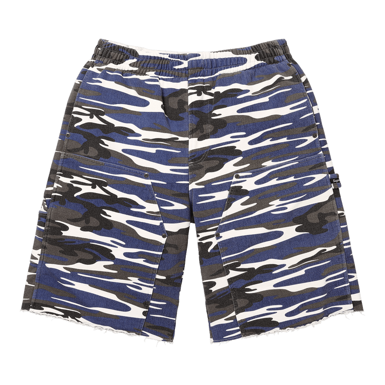 Supreme Double Knee Painter Sweatshort 'Blue Camo'