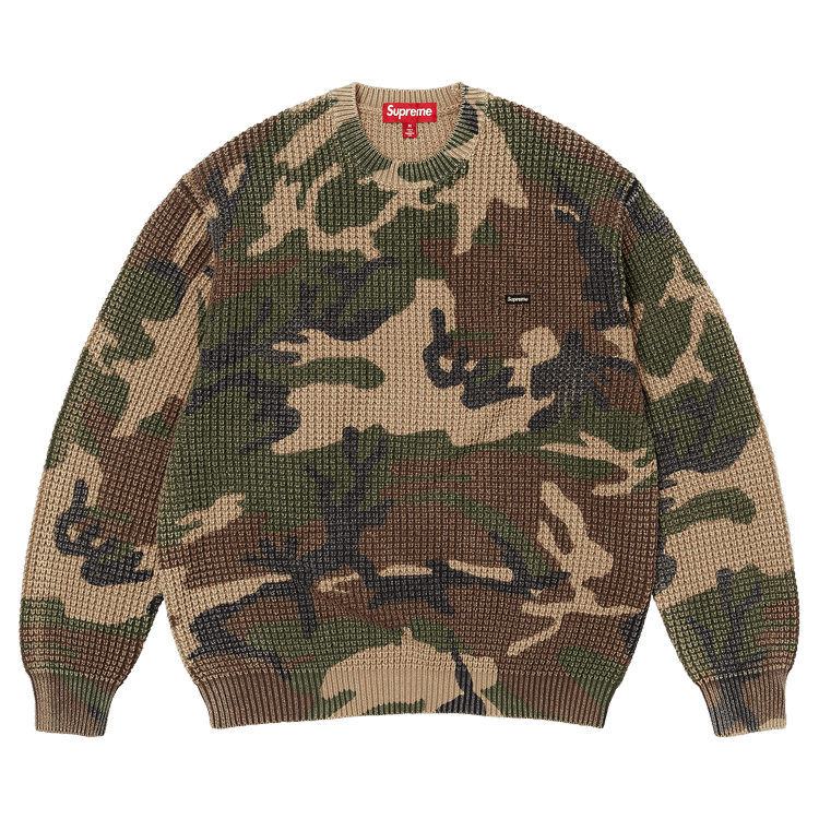 Supreme Washed Small Box Waffle Sweater 'Woodland Camo'