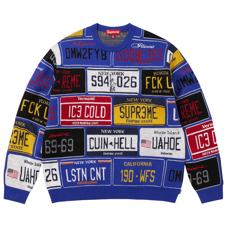 Supreme License Plate Sweater 'Royal'