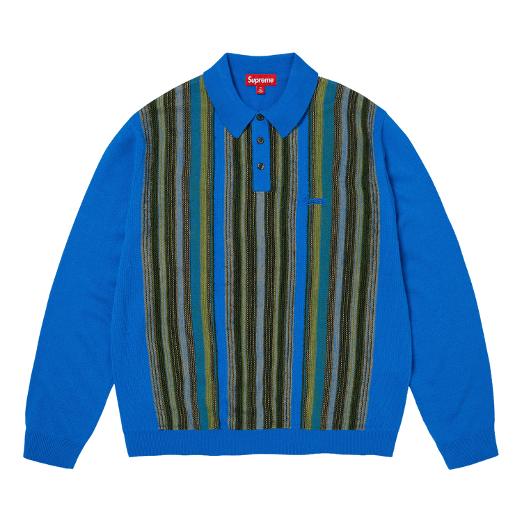 Supreme Multi Stripe Polo Sweater 'Blue'