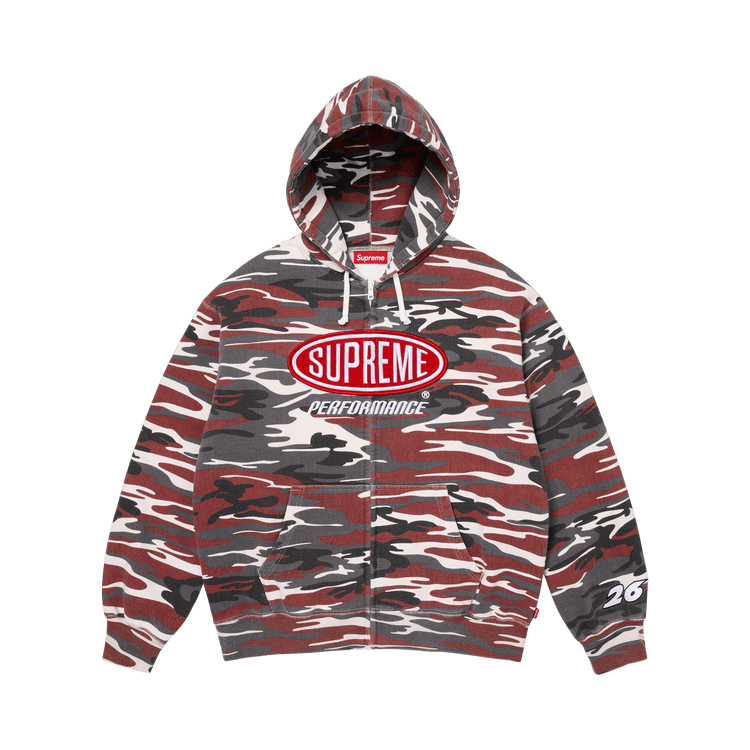 Supreme Performance Zip Up Hooded Sweatshirt 'Red Camo'