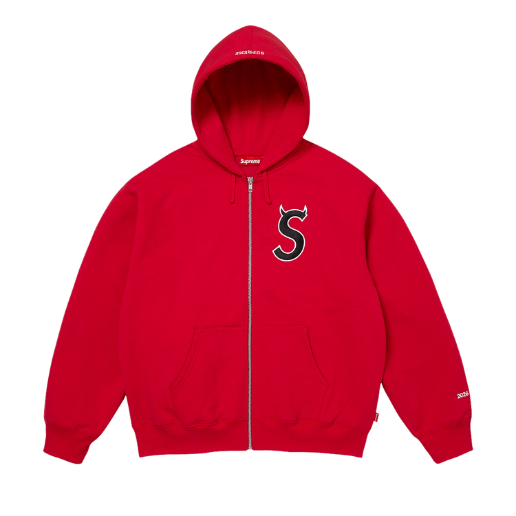 Supreme Devil S Logo Zip Up Hooded Sweatshirt 'Red'