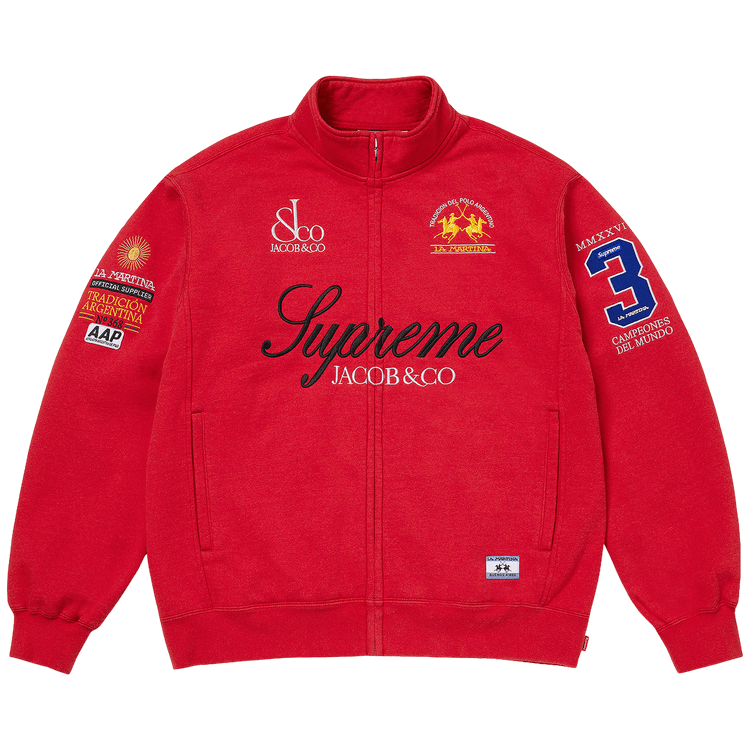 Supreme x La Martina x Jacob & Co Zip Up Sweatshirt 'Red'