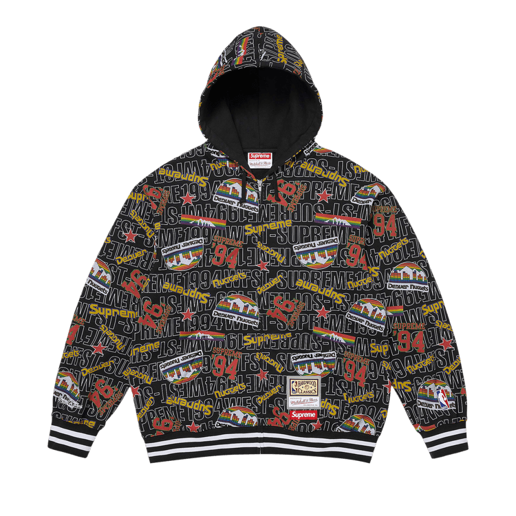 Supreme x Mitchell & Ness Teams Zip Up Hooded Sweatshirt 'Black'