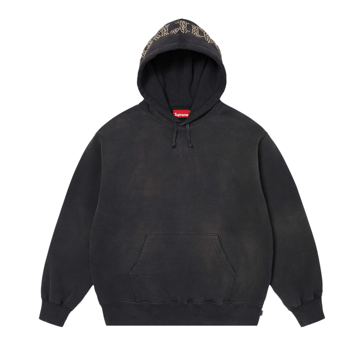 Supreme Overdyed Studded Hooded Sweatshirt 'Black'
