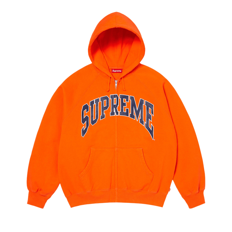 Supreme Cracked Raglan Zip Up Hooded Sweatshirt 'Dark Orange'