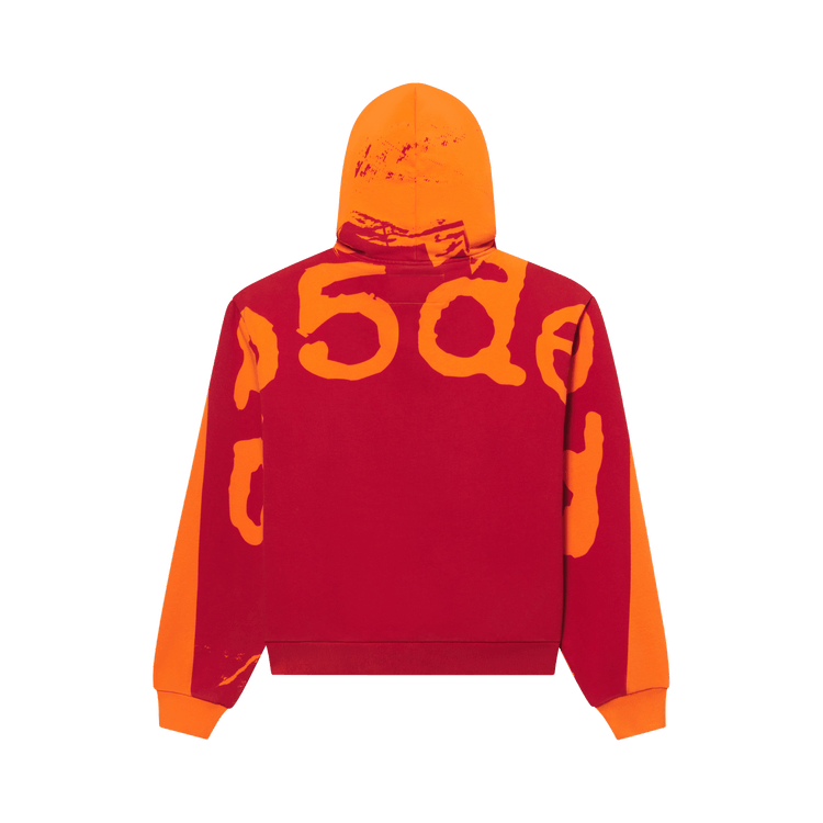 Sp5der Overprint Zip Hoodie 'Tangerine'
