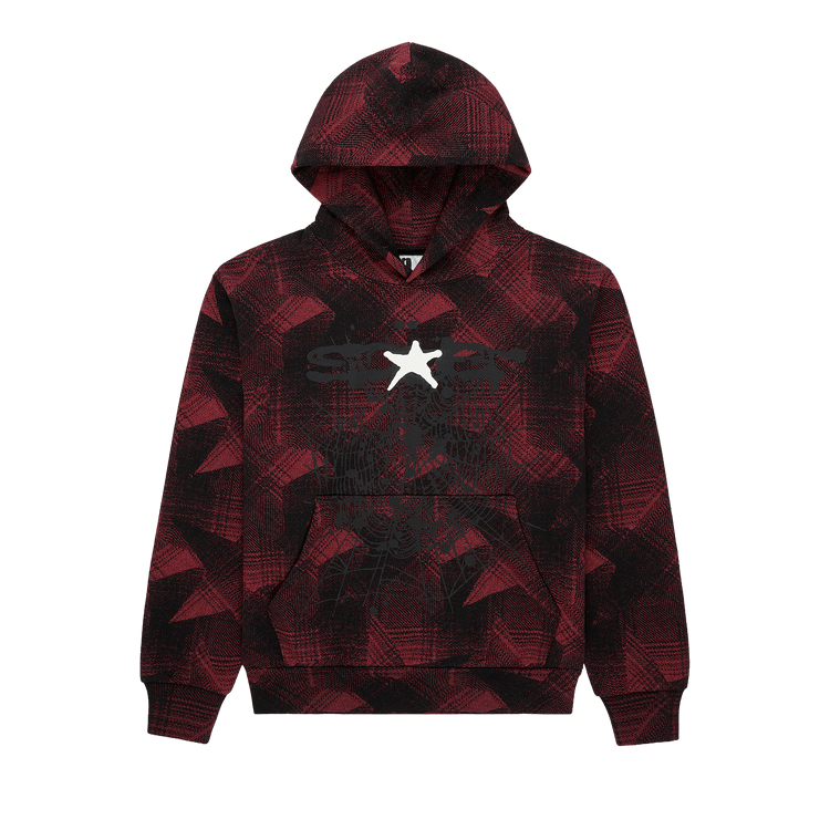 Sp5der Plaid Splatt Hoodie 'Black'
