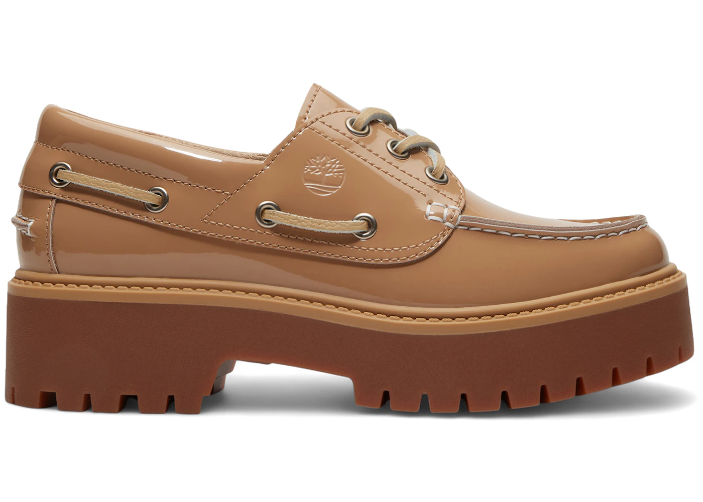 Timberland Stone Street Platform Boat Shoe Beige Patent Leather (Women's)