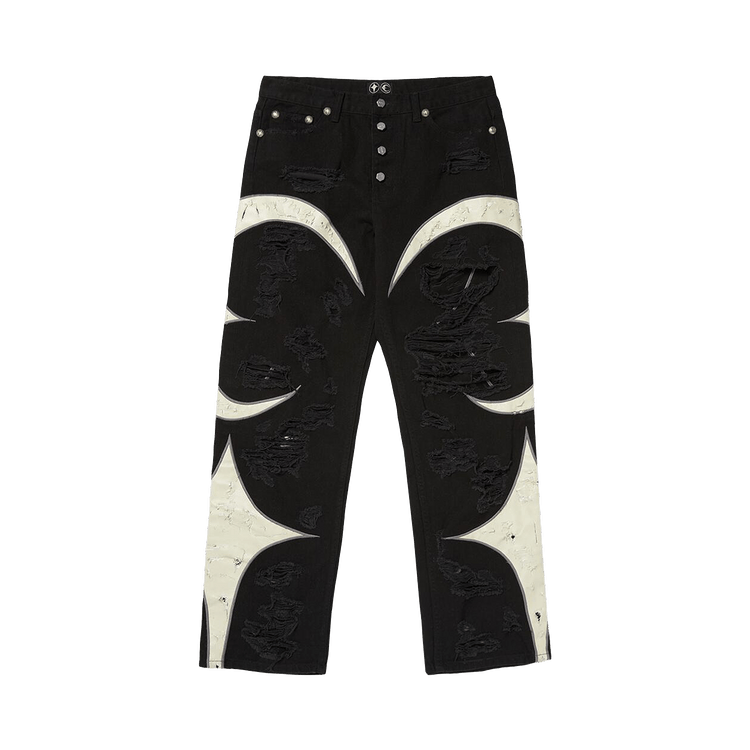 Thug Club Leather Washing Denim Pants 'Black'