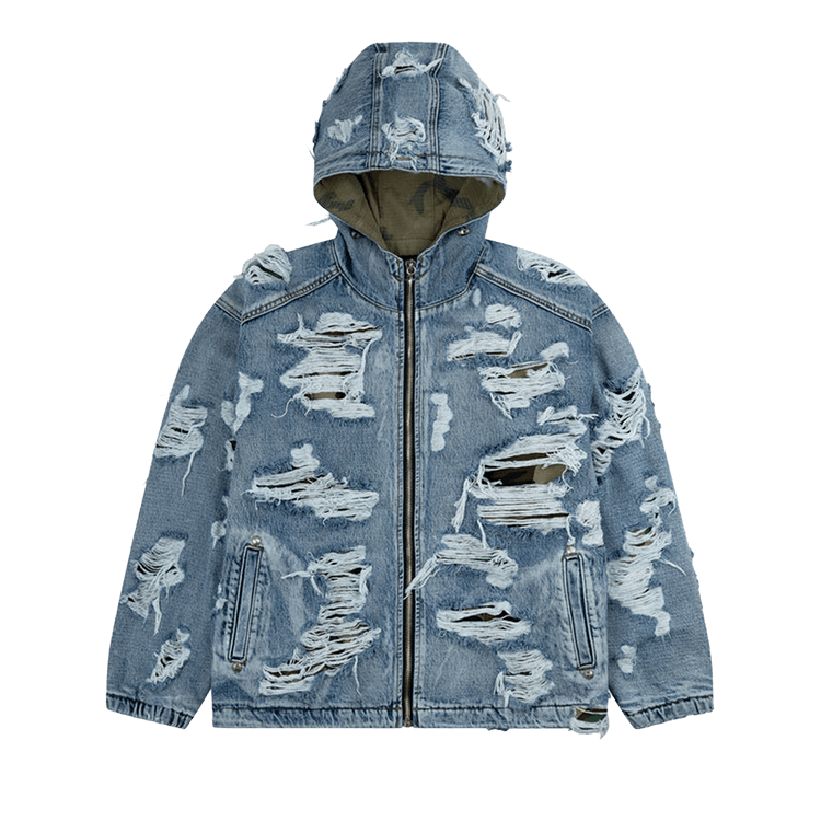 Thug Club Hell Denim Camo Hooded Zip-Up 'Blue'