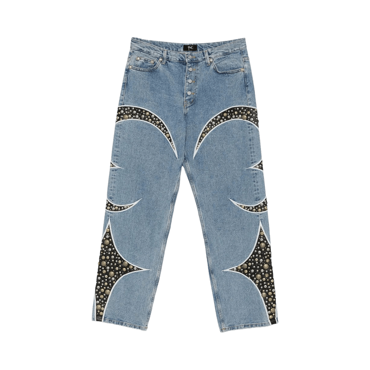 Thug Club Iron Steel Focus Leather Denim Pants 'Blue'