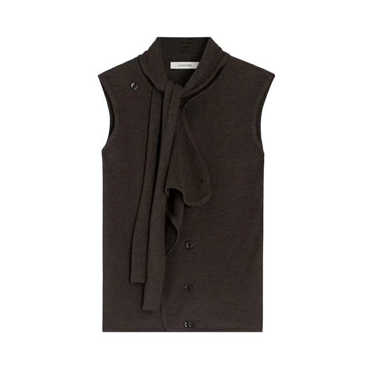 Lemaire Asymmetrical Sleeveless Cardigan 'Dark Cacao'