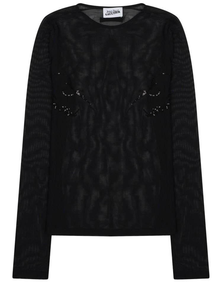 Jean Paul Gaultier Sheer Patterned Long-Sleeve Top