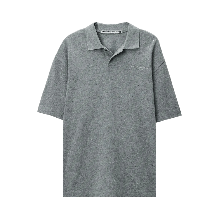 Alexander Wang Allover Hotfix Short-Sleeve Polo Tee 'Sidewalk'