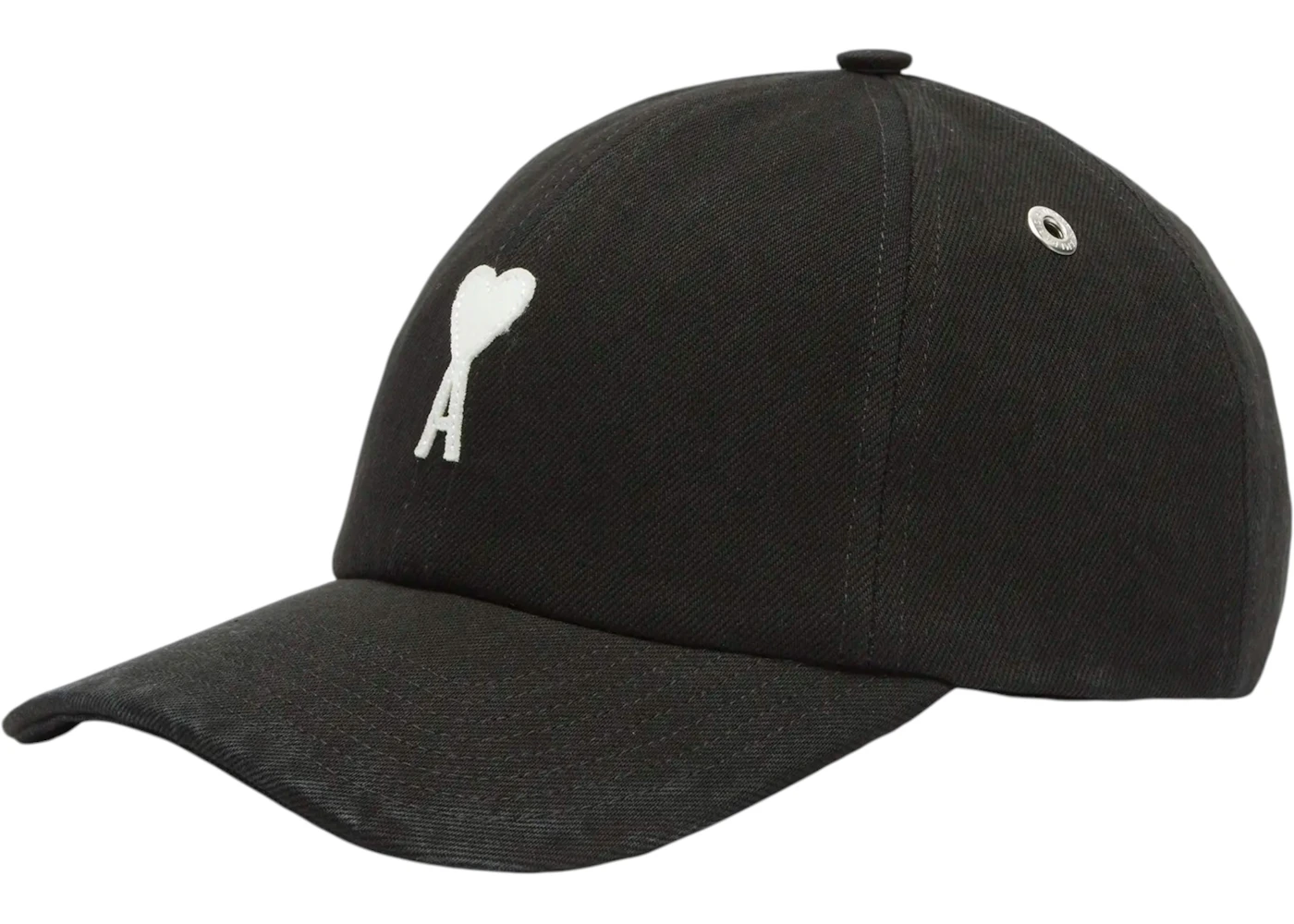 Ami Paris Black Cotton Ami De Coeur Felt Patch Cap Black