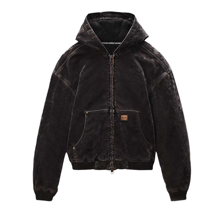 Alexander Wang Flocked Oversized Carpenter Hoodie 'Weathered Grey'