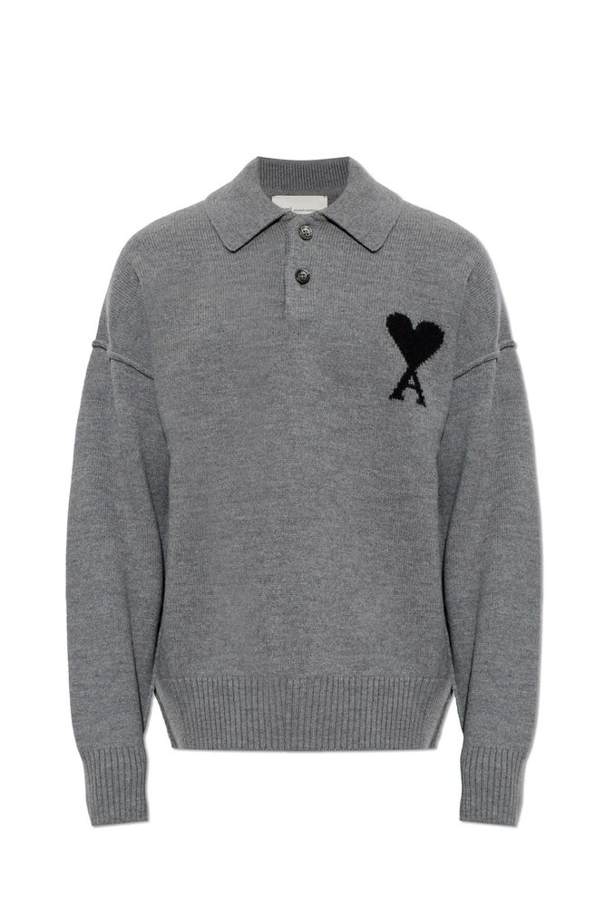 AMI Logo Polo Knitted Sweater