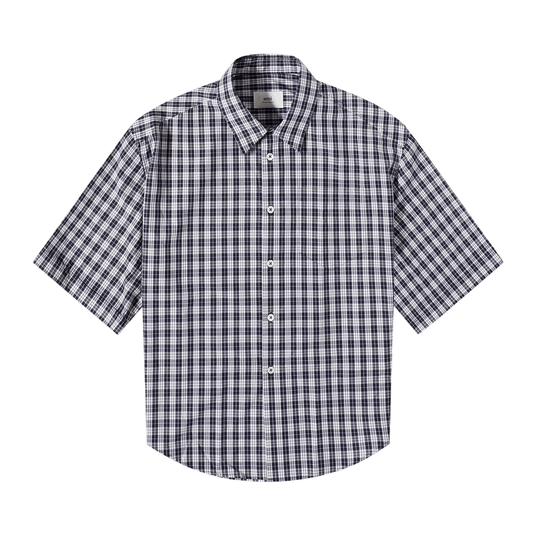 Ami Check Short-Sleeve Shirt 'Nautic Blue/Natural White'