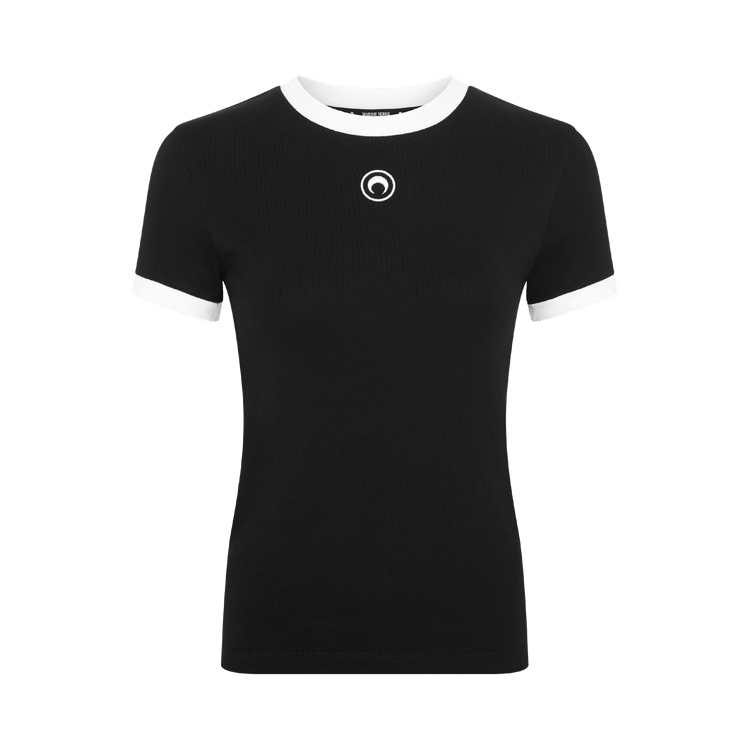 Marine Serre Moon Logo Bicolor Jersey T-Shirt 'Black'