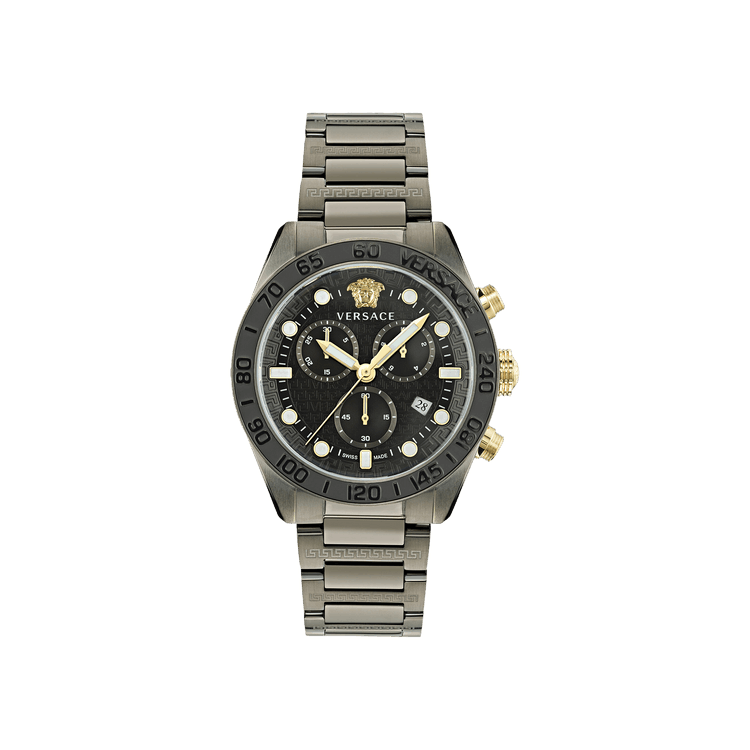 Versace Greca Dome Chrono Bracelet Watch 'Gun'
