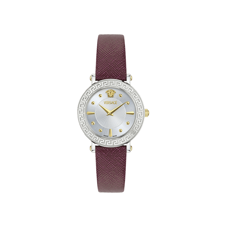 Versace Greca Sphere Leather Watch 'Stainless Steel'