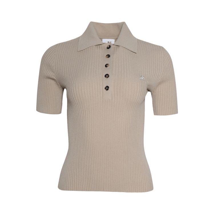 Courrèges Signature Rib Knit Polo 'Cappuccino'