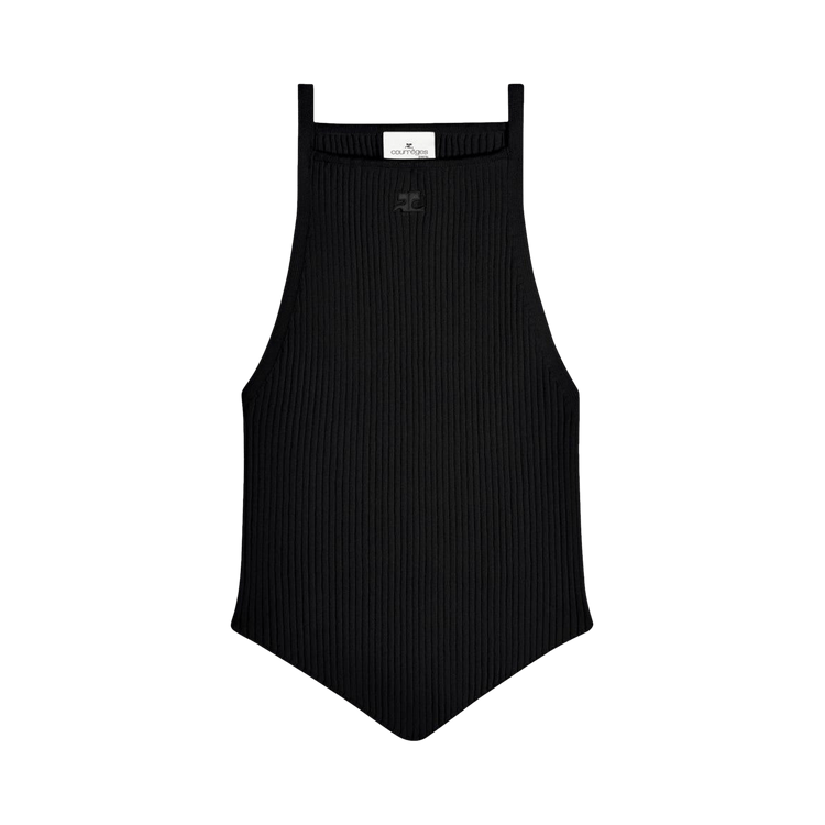 Courrèges Signature Pointy Rib Knit Top 'Black'