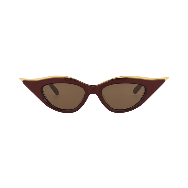 Valentino Cat Eye-Frame Acetate/Titanium Sunglasses 'Bordeaux/Brown'