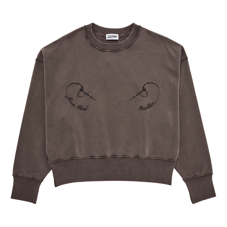 Jean Paul Gaultier Fleece Sweatshirt Embroidered Needles Jean Paul Gaultier 'Dark Grey'