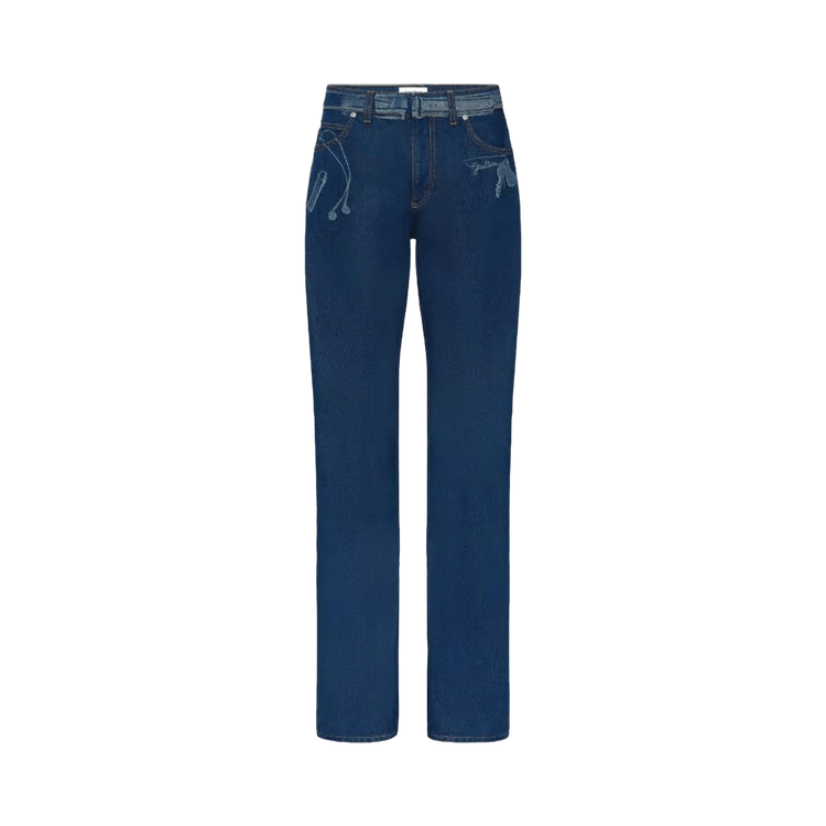 Jean Paul Gaultier Jeans With Trompe L'Oeil Print 'Vintage Blue'