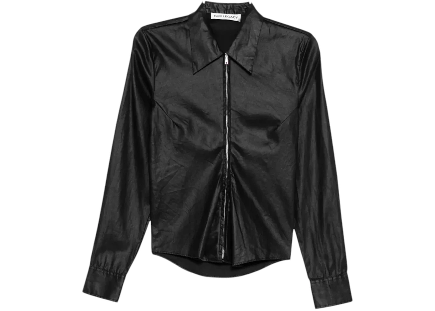 Our Legacy Women's Slim Zip Shirt Lacquer Black Mirror Tencel