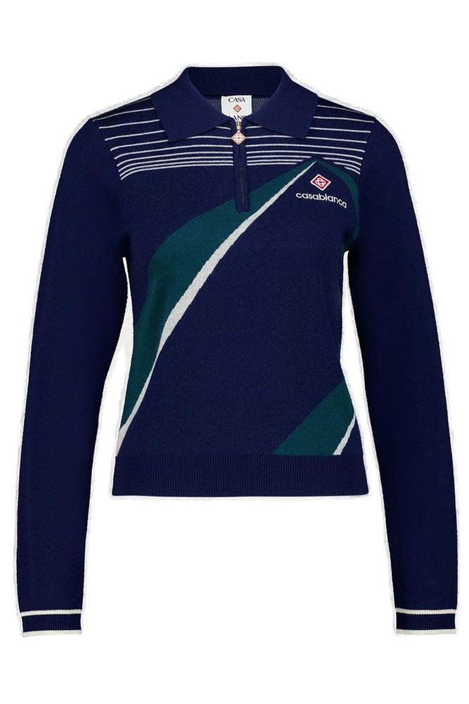 Casablanca Logo Jacquard Knitted Polo Shirt