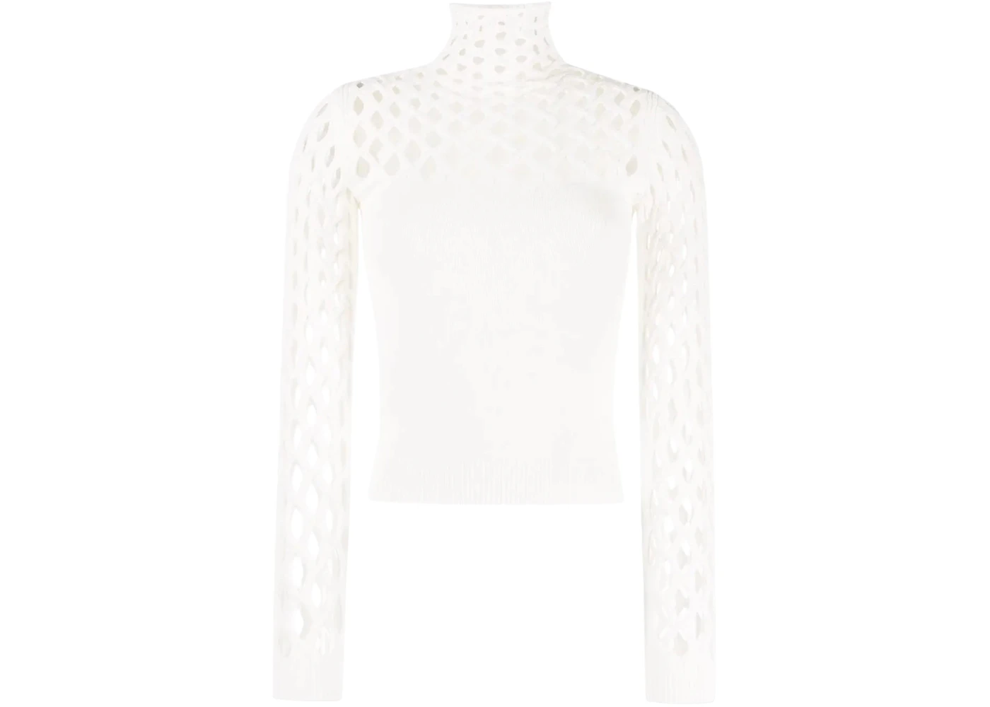 Valentino Women's Open-Knit Roll-Neck Top Neutrals