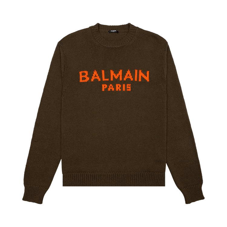 Balmain Merino Pullover 'Kaki/Orange'