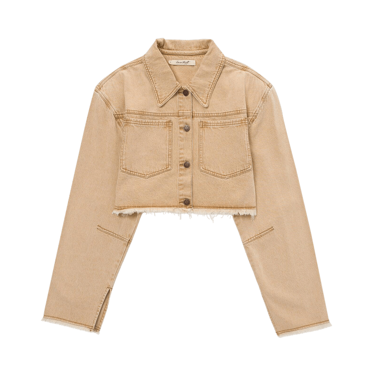 Honor The Gift Raw Edge Cropped Jacket 'Tan'