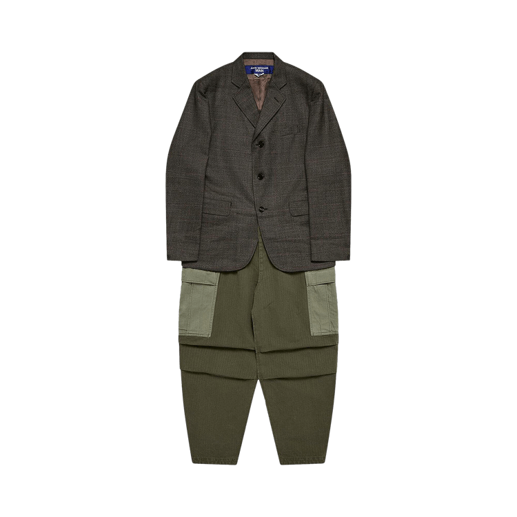 Junya Watanabe Wool Check Coat 'Dark Brown/Khaki'