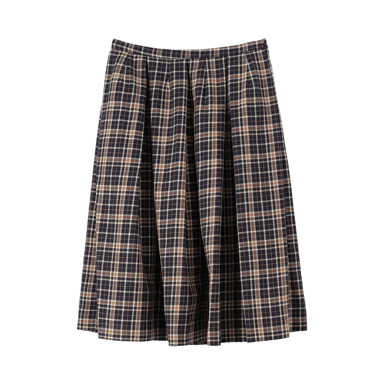 Margaret Howell Darted Full Skirt 'Navy/Ecru/Mineral'