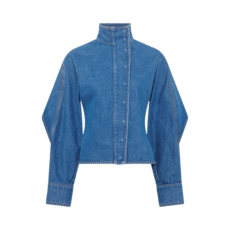 Marine Serre Moon Laser Wash Denim Long-Sleeve Shirt 'Blue'