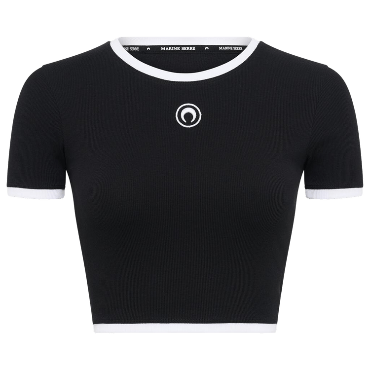 Marine Serre Moon Logo Bicolor Cropped Top 'Black/White'