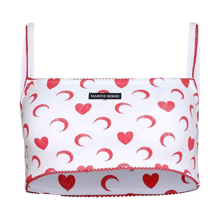 Marine Serre Moon Heart Bra 'White/Red'