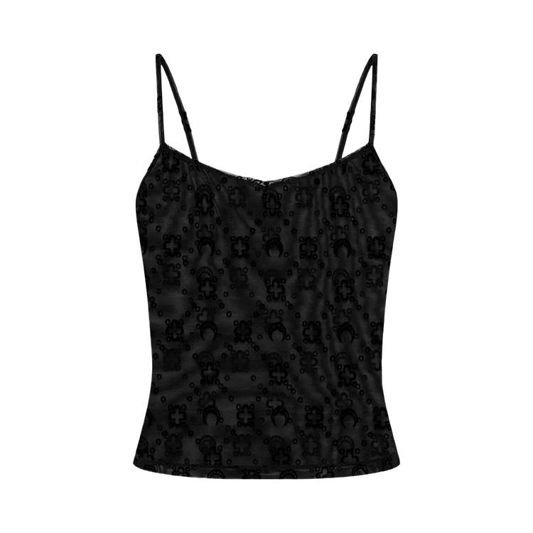 Marine Serre Moonogram Mesh Flock Straps Top 'Black'
