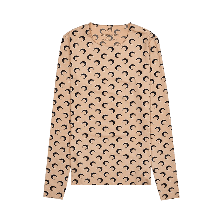 Marine Serre Recycled Moon Jersey Short-Sleeve Crewneck Top 'Tan'
