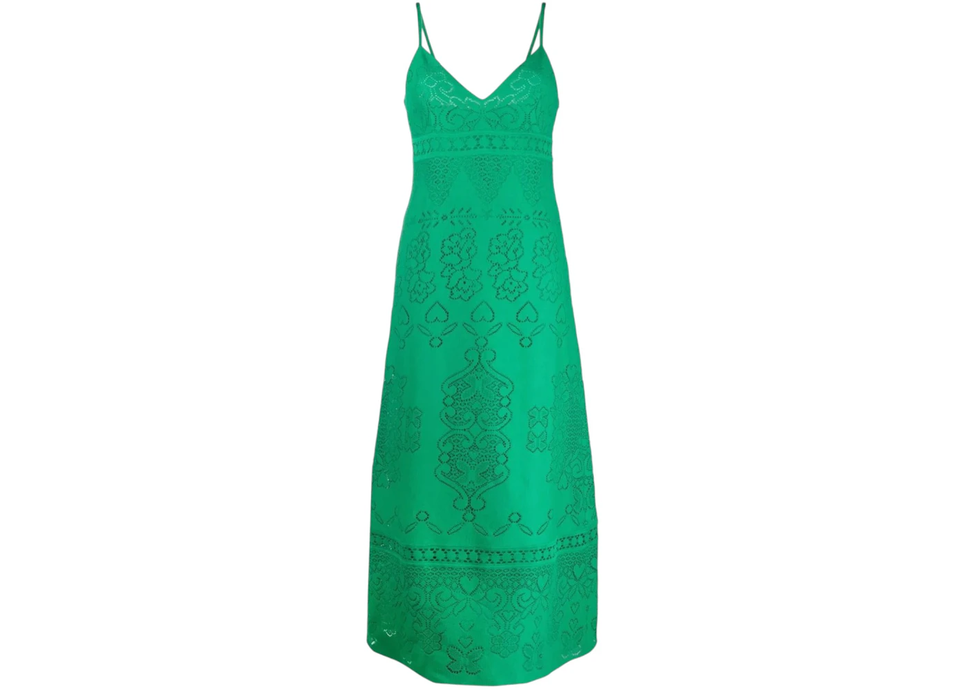 Valentino Women's Garavani Heavy Lace Long Dress Green