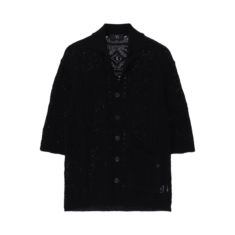 Y's Open Collar Knit Shirt 'Black'