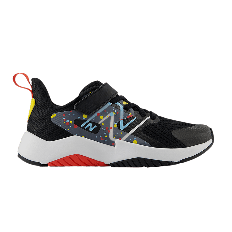 New Balance Rave Run v2 Bungee Lace Top Strap Big Kid 'Paint Splatter Pack - Black Blast Red Blue'
